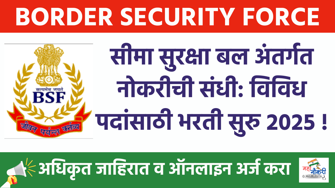 BSF Bharati 2025 Apply :- बीएसएफ अंतर्गत हेड कॉन्स्टेबल भरती